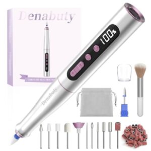 Cordless Electric Nail Drill Machine, 13 in 1 Nail File Kit 35000RPM Professional Portable Rechargeable E File for Acrylic Polish Gel Removal Manicure Pedicure Set with 5 Speeds DN-2402