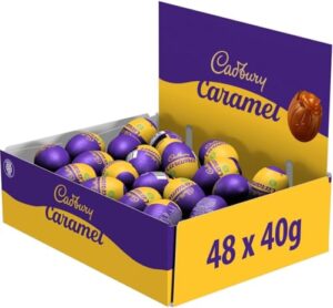 Cadbury Caramel Egg Single (Pack of 48). Easter, Egg Hunt, Thank you Gift, Present, Caramel Filled Chocolate Eggs OFFICIAL