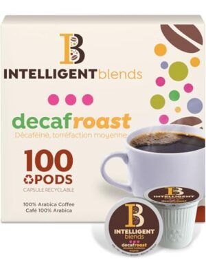 Intelligent Blends Decaf Dark Roast Coffee Pods, 100 ct, Single Serve Pods – 100% Arabica Coffee, Compatible with Keurig K Cups Maker
