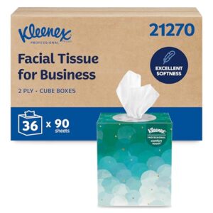 Kleenex Professional Facial Tissue, Bulk (21270), 2-Ply, White, Upright Cube Boxed Format, Designed for Business (90 Tissues/Box, 36 Boxes, 3,240 Sheets/Case)