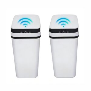 2 Pack Bathroom Trash can,Smart Touchless Trash Can,Automatic Motion Sensor Trash Bin with Lid,2.4 Gallon Garbage Can, Kitchen, Bathroom, Office, Bedroom Trash can (White+White)