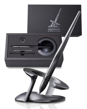 novium Hoverpen Interstellar - Luxury Pen Made With Aerospace Alloys, Unique Aesthetic, Free Spinning Executive Pen, Desk Aesthetic, Birthday Gifts for Men and Women (Space Black, Basic)