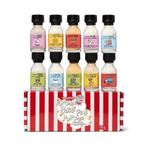 Thoughtfully Gourmet, Popcorn Party Seasoning Sampler, Vegetarian Popcorn Seasoning Kit Flavors Include Kettle Corn, Garlic Parmesan, Bacon Cheddar, Caramel, Butter Popcorn and More, Pack of 10