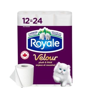 Papier hygiénique Royale Velour, 12 paquets de 12 rouleaux, 142 feuilles de tissu par rouleau