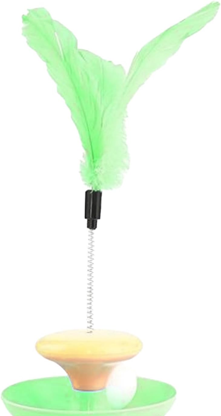 Cat Turntable Ball Toy, 3 Levels Interactive Turntable with Feather Stick, Premium PP Material, Automatic Design, 2 Ways to Play for Cats and Kittens (Green) - Image 7