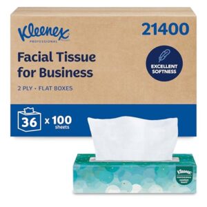 Kleenex Professional Facial Tissue, Bulk (21400), 2-Ply, White, Flat Boxed Format, Designed for Business (100 Tissues/Box, 36 Boxes, 3,600 Sheets/Case)