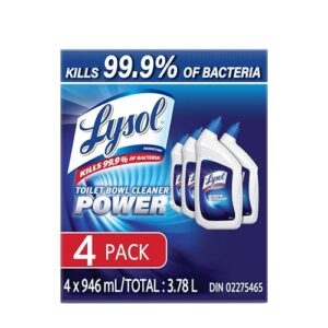 Lysol Toilet Bowl Cleaner, Power, For Cleaning and Disinfecting, Stain Removal, 10x Cleaning power, 3784ml, Bulk Pack of 4 (4 x 946ml)