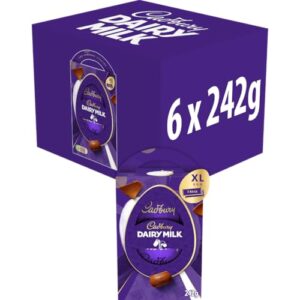 Cadbury Dairy Milk Chocolate Easter Egg, Includes 1 Extra Large Chocolate shell and 2 Cadbury Dairy Milk Bars, Gift for Easter 242 g (Pack of 6)