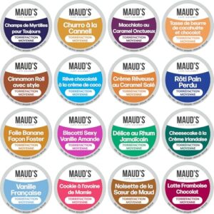 Maud's Super Flavored Coffee Pods Variety Pack, 80 ct, 16 Assorted Flavors, Medium Roast Flavored Coffee in Single Serve Pods – 100% Arabica Beans, Compatible with Keurig K Cups Maker
