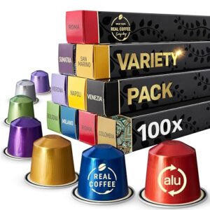 Mixed Variety Pack Compatible with Nespresso | 100 Test Winning Aluminum Capsules | 9 Distinctive Italian Flavors | Compatible with Nespresso
