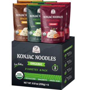 52USA Organic Konjac Shirataki Noodle, Low Carb Pasta 52.8 Oz (1500g), Angel Hair, Fettuccine, USDA Organic Healthy Spaghetti Noodles(3 Variety, 6 Pack), Keto & Paleo Friendly, Low Calorie, Sugar Free