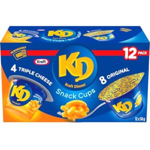 Kraft Dinner Original and Three Cheese Macaroni & Cheese Snack Cups Variety Pack, 58g (Pack of 12)