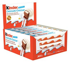 KINDER CHOCOLATE Single Bars; 36 Packs; Individually Wrapped Milk Chocolate Bars (36 x 21g)