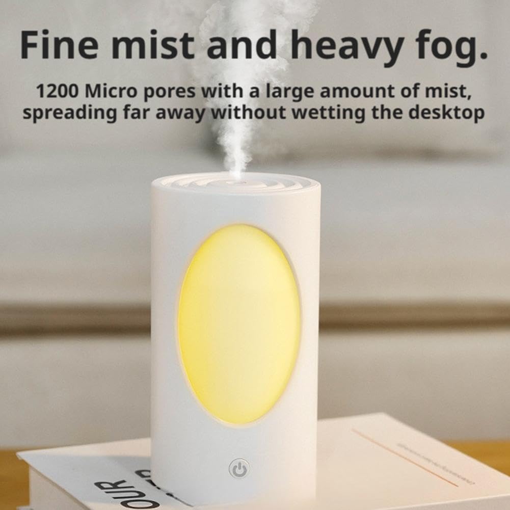 600ml Rechargeable Aroma Diffuser Humidifier with LED Lights - Portable Wireless Cool Mist Air Humidifier, USB-Powered, 12H Runtime, 3 Mist Modes + Night Light, for Bedroom, Office (White) - Image 3