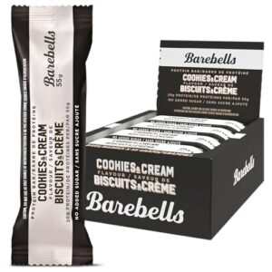 Barebells Protein Bars Cookies & Cream - 12 Count, Protein Snacks with 20g of High - Chocolate Bar with 1g of Total Sugars - On The Go Snack & Breakfast Bars
