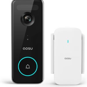 aosu Doorbell Camera Wireless, 5MP Ultra HD Video Doorbell with Triple Motion Detection, 2.4/5 GHz WiFi, Work with Alexa & Google Assistant