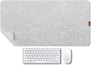 Bright Stone Felt Desk Mat,Non-Slip Mouse Pad,27.5"x11.8" Office Supplies Desk Protector, Desk Accessories for Home and Office (Light Gray)