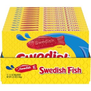 Maynards Theater Candy Box, Swedish Fish Red, 12 Count