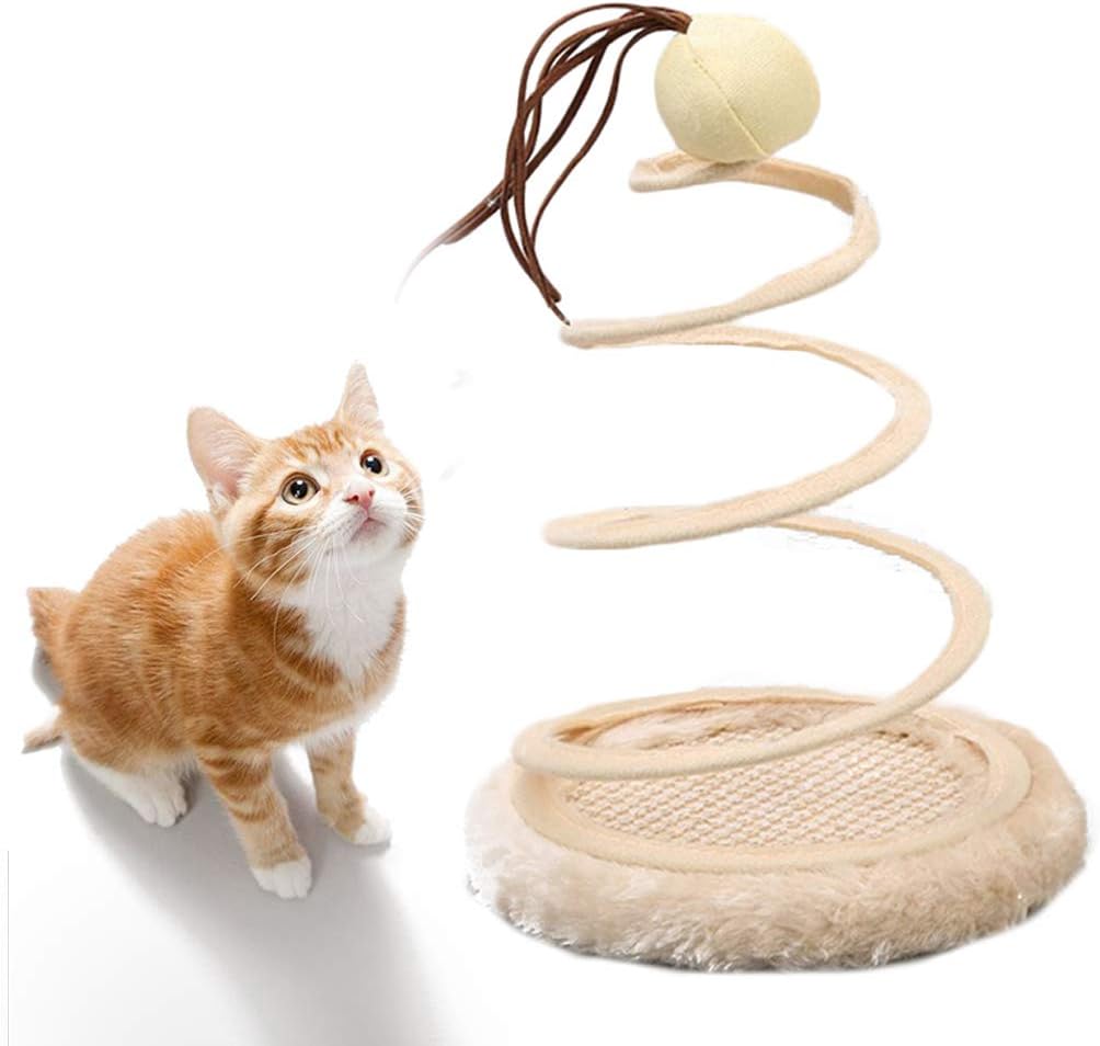 Andiker Interactive Cat Toy, Cat Plush Toy with Spiral Spring Plate and Funny Ball or Mouse Interactive Stainless Steel Spring Rotating Cat Creative Toy to Kill time and Keep Fit (Fish) - Image 8