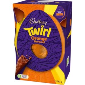 Cadbury Twirl Orange Large Easter Egg, Includes 1 Large Egg and 1 Chocolate Bar, 195 g (Pack of 1)
