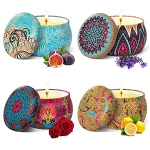 TTRWIN Scented Candles Gift Set, Natural Soy Wax Scented Candle, Aromatherapy Candles, Bougie Parfumée Rose, Lemon, Lavender, Fig, for Christmas, Birthday