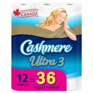 Cashmere Papier toilette ultra doux et résistant triple épaisseur - 12 rouleaux triples - 36 rouleaux simples