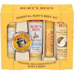Burt's Bees Essential Kit Deep Cleansing Cream, Hand Salve, Body Lotion, Foot Cream & Lip Balm, Travel Size, 5 Essential Products