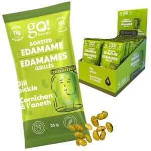 GoBeanz Crunchy Roasted Edamame, Tasty Dill Pickle High Protein Healthy Snack, For Adults & Kids, 20 Single Serve Packs, Low calorie, Low Sugar Plant Based, Salty Snacks