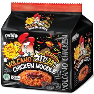 PALDO FUN & YUM Volcano Hot & Spicy Chicken Flavored Instant Ramen, 4.93 Ounce (Pack of 4)