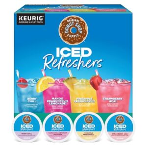 The Original Donut Shop, Iced Refreshers, Keurig Single Serve K-Cup Pod Variety Pack, Strawberry Acai, Pineapple Passionfruit, Mango Dragonfruit Lemonade, Berry Chill, 20-Count