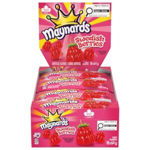 Maynards Swedish Berries Candy, Gummy Candy, Bulk Candy, 64 g (Pack of 18)