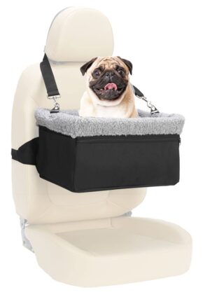 Dog Car Seat for Small Dog, Raised Dog Booster Seat with Metal Frame, Dog Car Booster Seat Puppy Car Seat for Pets Small Dogs Cats