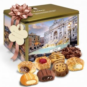 Matilde Vicenzi Roma Cookie Tin - Italian Pastries & Cookies in Individually Wrapped Trays - Bakery Dessert Gifts For Valentine's, Easter and Every Occassion - Puff Pastry, Assorted Cookies in Italian Design Gift Tin 32.5oz (920g)