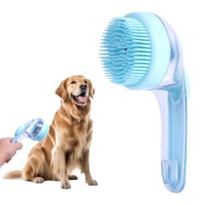 BOXOB Dog Bath Brush with Shampoo Dispenser, Pet Shower Dog Soap Scrubber for Bath Shedding Grooming Massage Brush for Long Short Haired Dogs & Cats Cleaning Supplies (Blue)