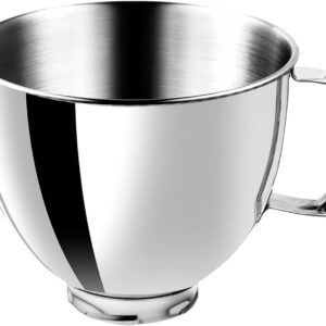 5 Quart Stainless Steel Mixer Bowl Compatible with KitchenAid 4.5 & 5 QT Tilt-Head Stand Mixers, Durable KitchenAid Replacement Bowl, Mixer Accessories for Baking & Cooking