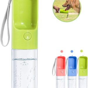 Sofunii Dog Water Bottle for Walking, Portable Pet Travel Water Drink Cup Mug Dish Bowl Dispenser, Made of Food-Grade Material Leak Proof & BPA-Free - 15oz Capacity (Green) …