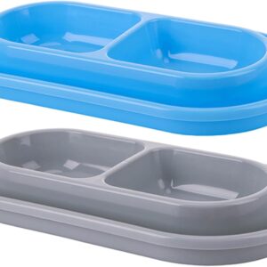 Ant Proof Cat Food Bowls 2PCS Double Tray Non Slip Plastic Pet Feeder 10.8x5.9x1.4