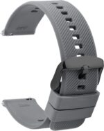 Silicone Watch Bands Rubber - Dark Grey Quick Release Watch Straps Soft - Waterproof Military Watch Strap for Men Women - for Smart Watches Bracelet Replacement 18mm 19mm 20mm 21mm 22mm