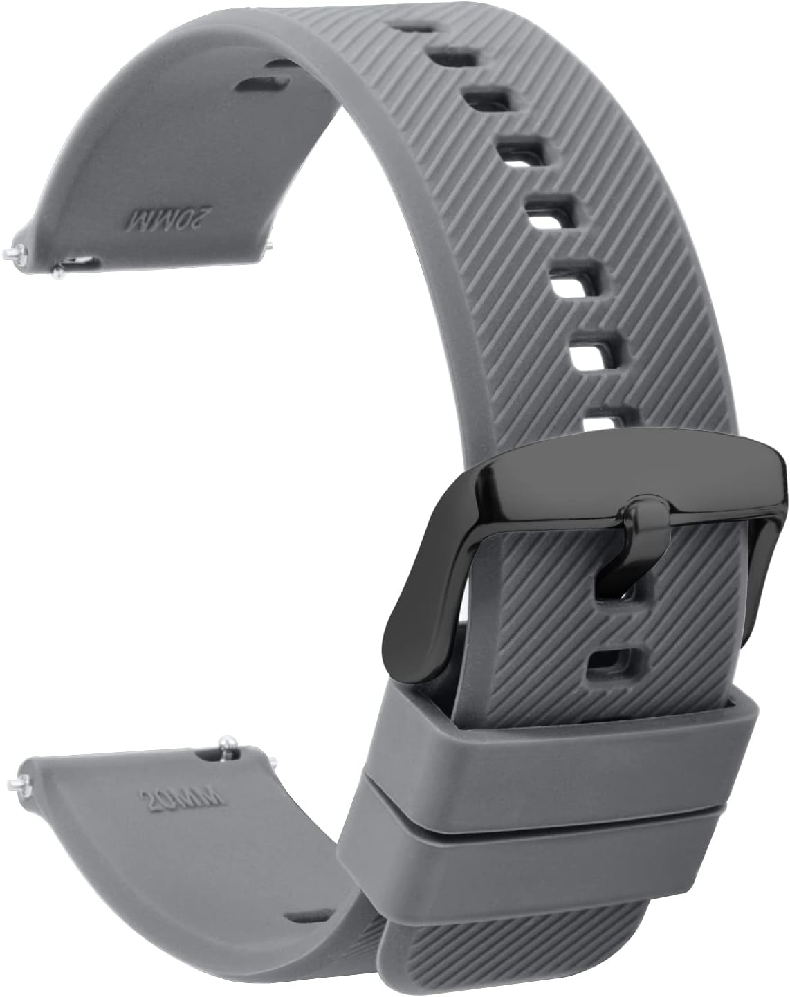 Silicone Watch Bands Rubber - Dark Grey Quick Release Watch Straps Soft - Waterproof Military Watch Strap for Men Women - for Smart Watches Bracelet Replacement 18mm 19mm 20mm 21mm 22mm