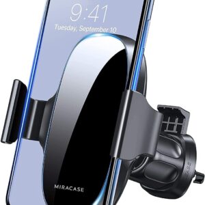 Miracase Upgraded Wider Clamp Phone Holders for Your Car, Metal Hook Air Vent Car Mount [Thick Cases Friendly] Automobile Hands Free Compatible with iPhone 17/16/15/14/13 Series All Smartphone