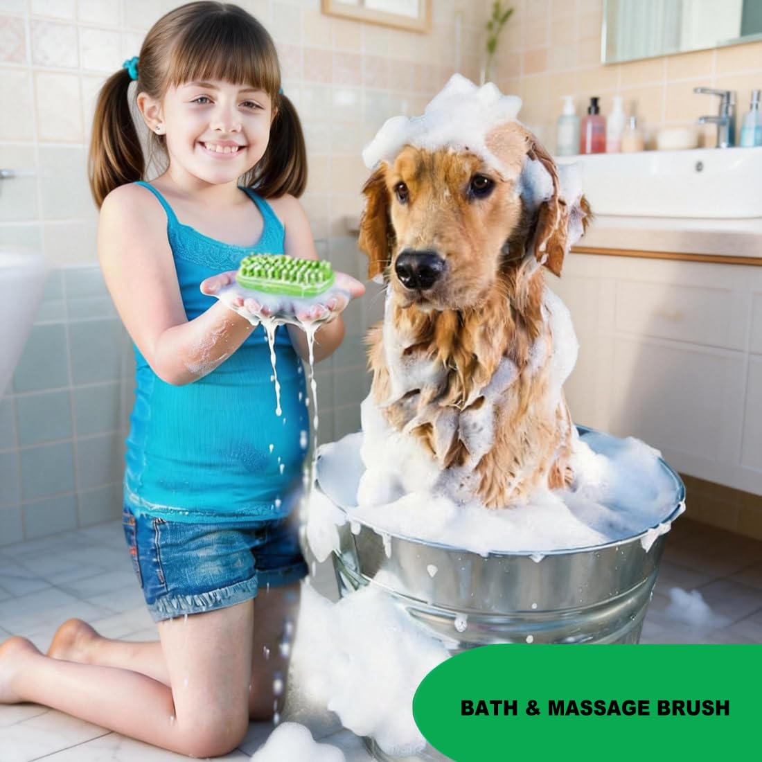 Rubber Curry Brush for Dog & Cat, Soft Curry Comb with Removable Screen, Pet Silicone Brush for Short & Long Hair, Use Wet as Bath Scrubber or Dry for Grooming - Image 2