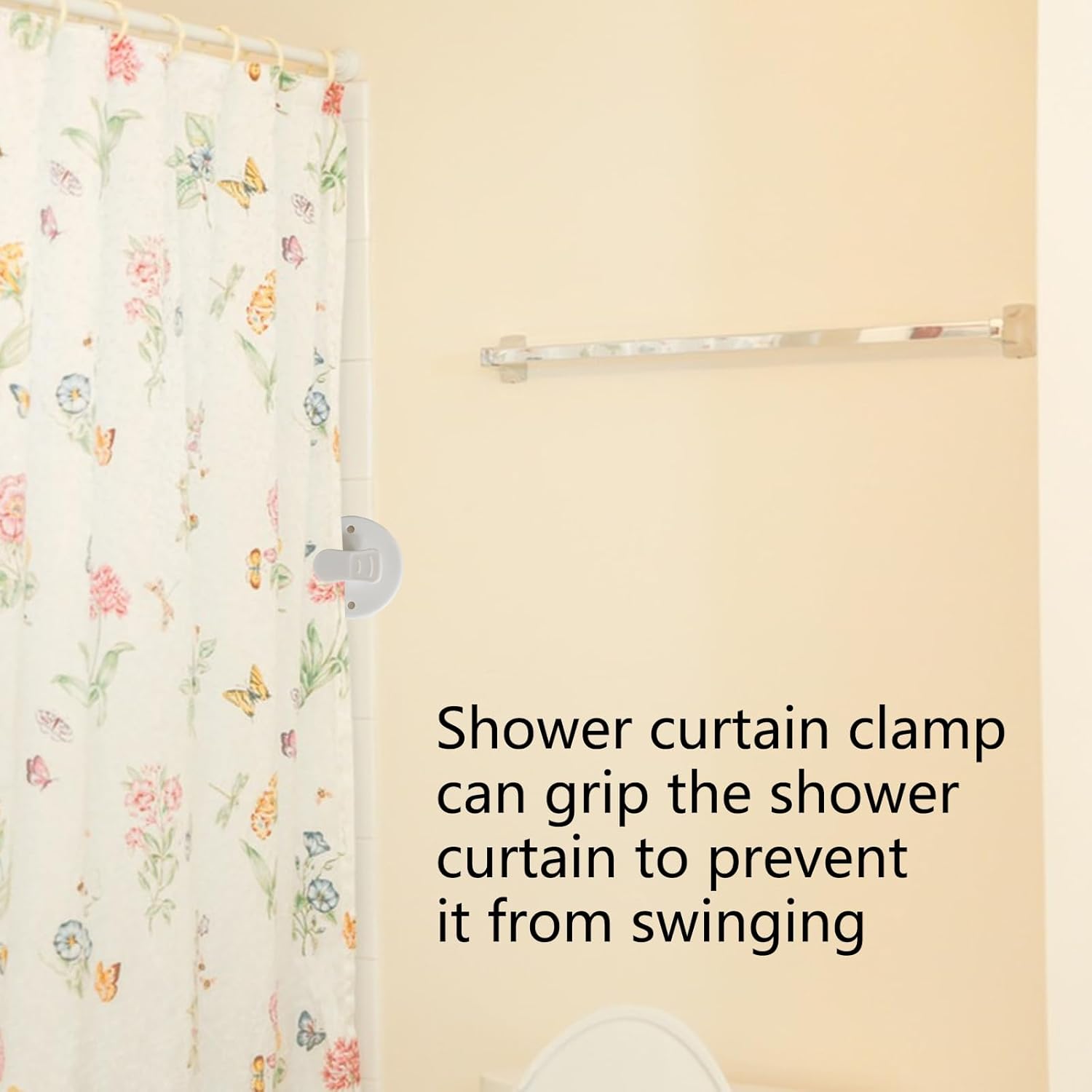 6 Pcs Shower Curtain Clips Self Adhesive Shower Splash Clips for Curtain Shower Curtain Weight Clip, Fix Shower Curtains and Curtains - Image 5