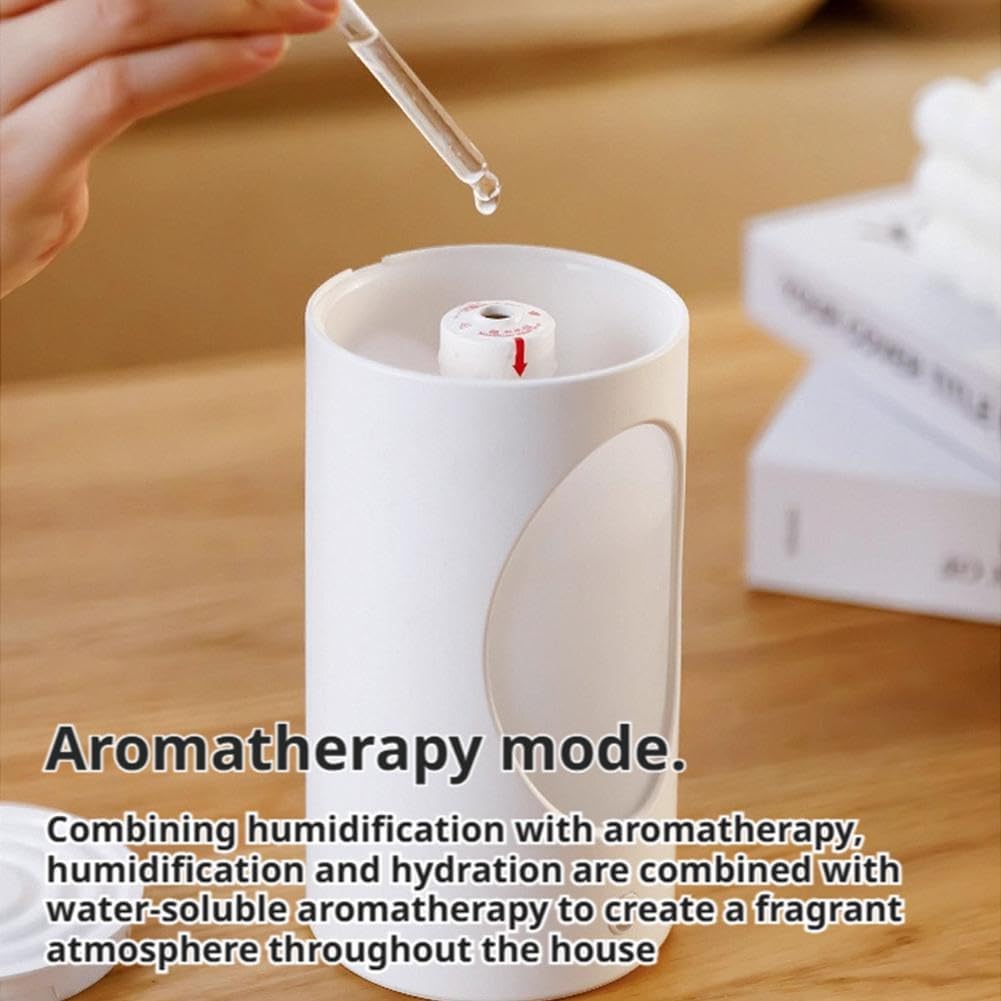 600ml Rechargeable Aroma Diffuser Humidifier with LED Lights - Portable Wireless Cool Mist Air Humidifier, USB-Powered, 12H Runtime, 3 Mist Modes + Night Light, for Bedroom, Office (White) - Image 6