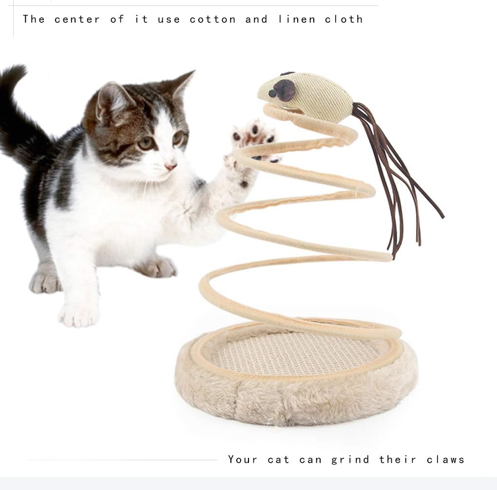 Andiker Interactive Cat Toy, Cat Plush Toy with Spiral Spring Plate and Funny Ball or Mouse Interactive Stainless Steel Spring Rotating Cat Creative Toy to Kill time and Keep Fit (Fish) - Image 7