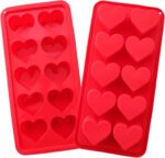 2 Pcs Heart Shaped Ice Cube Trays 10-Cavity Heart Shaped Silicone Molds Red Heart Ice Cube Molds for Ice Cubes, Candy, Chocolate, Cocktails, Whiskey, Candle