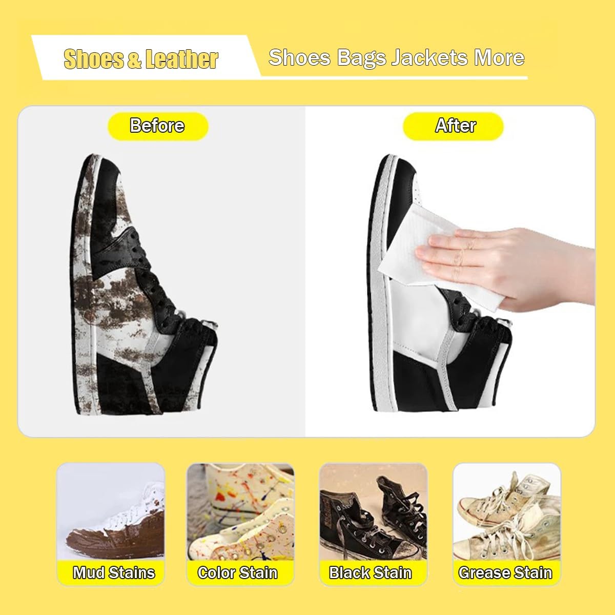 2 Pack 60 Count Shoe Sneaker Wipes Wipes, Disposable Travel Shoe Cleaning Wipes Remove Dirt & Stains - Image 5