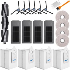 21Pcs Accessories Set for Ecovacs Deebot X2 / X2 Pro / X2 Omni Robot Vacuum Cleaner Replaccement Parts, 1 Roller Main + 6 Side Brush +4 Hepa Filter +4 Mop Cloth +4 Dust Bag +2 Tools