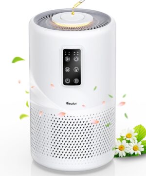 Air Purifiers for Home Large Room with Night Light up to 1600ft², VEWIOR H13 True HEPA Air Cleaner with Fragrance Sponge, Sleep Mode, Timer, Speed, Lock, for Wildfire Smoke Pet Dust Pollen Odor