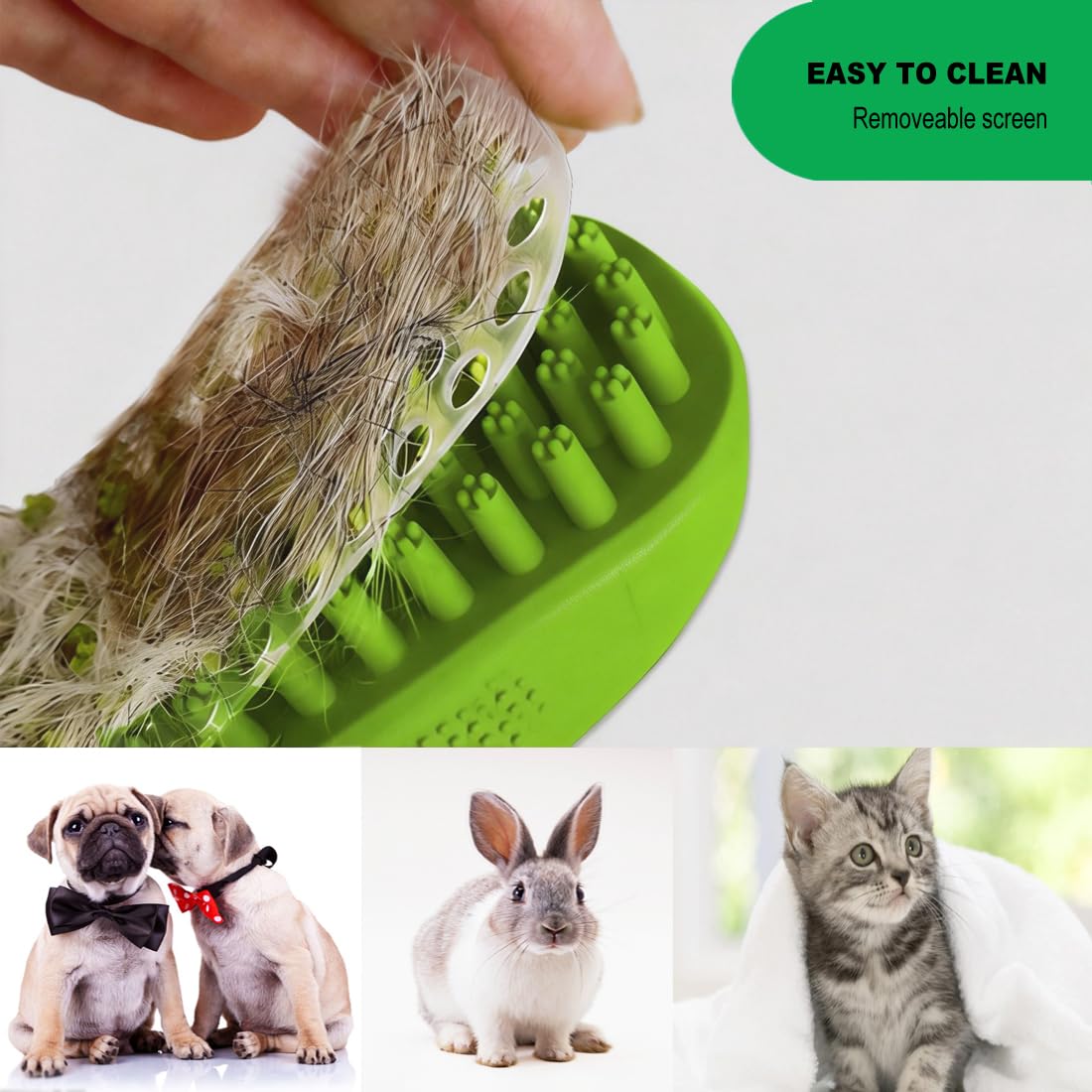 Rubber Curry Brush for Dog & Cat, Soft Curry Comb with Removable Screen, Pet Silicone Brush for Short & Long Hair, Use Wet as Bath Scrubber or Dry for Grooming - Image 5