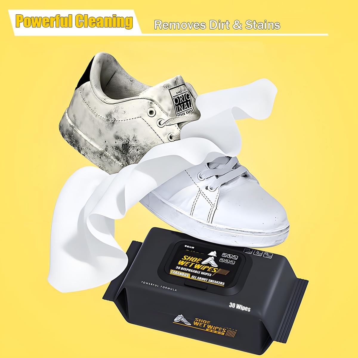 2 Pack 60 Count Shoe Sneaker Wipes Wipes, Disposable Travel Shoe Cleaning Wipes Remove Dirt & Stains - Image 4